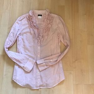 Jcrew ruffle front button down shirt